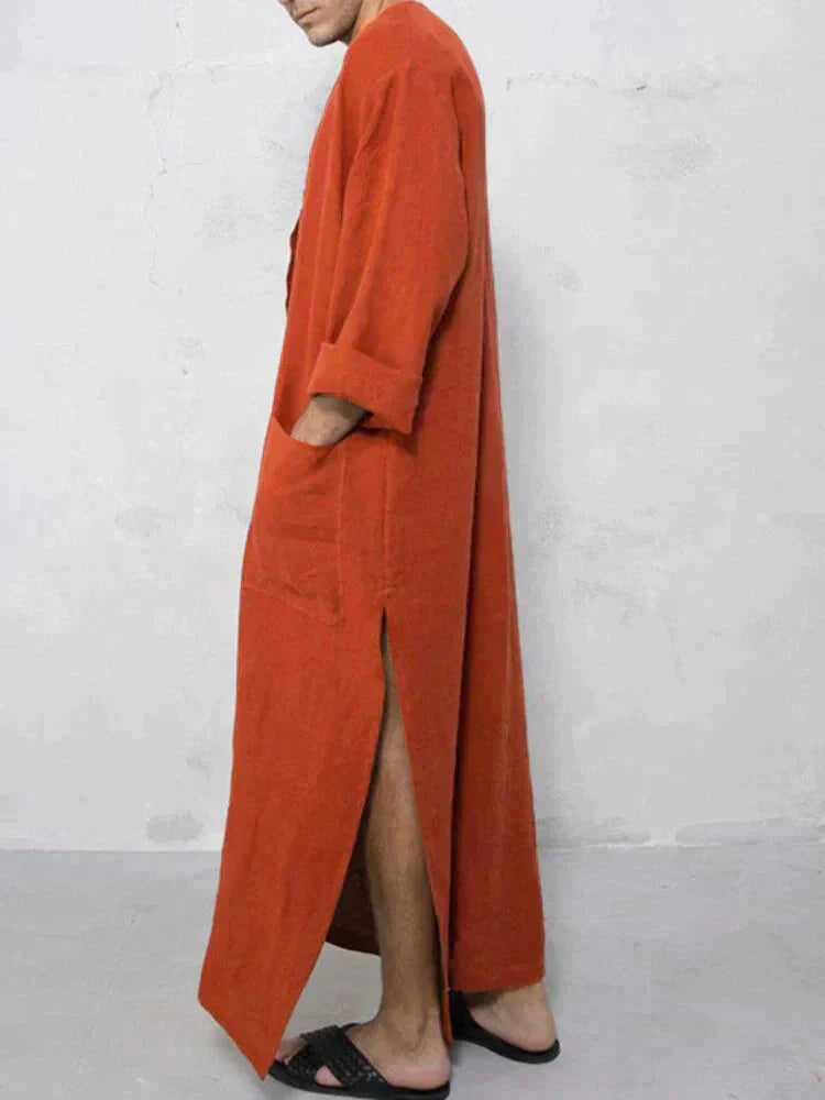 Long Cotton Linen Style Slit Shirt