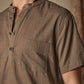 Casual Cotton and Linen Henley Shirt with Pocket