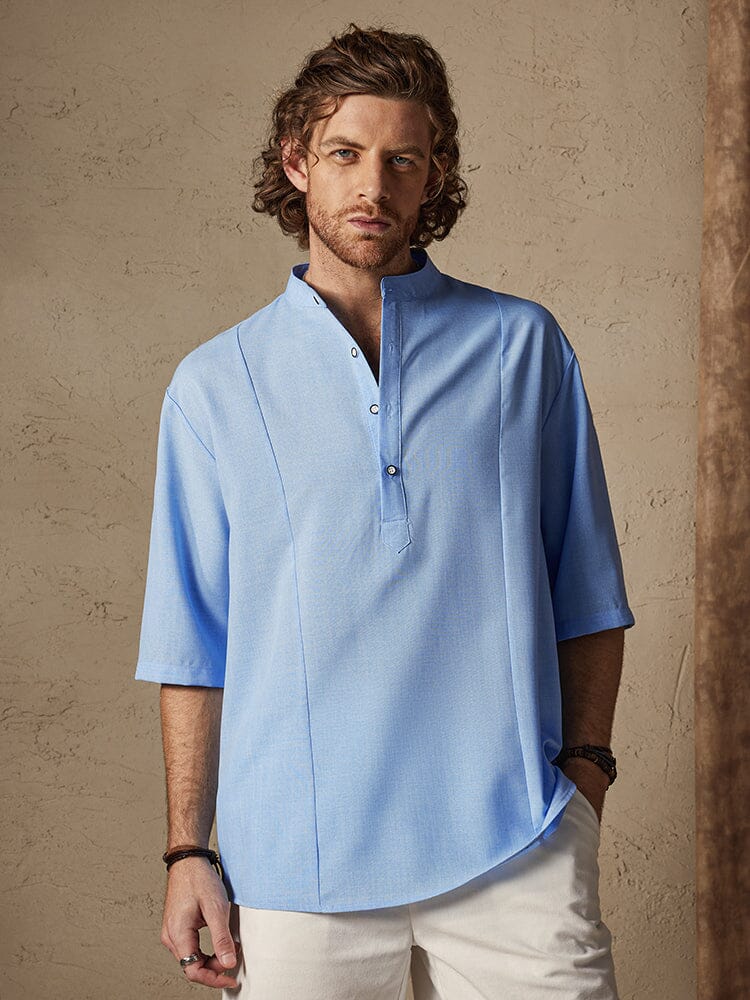 Casual Cotton Linen Mid-sleeve Shirt