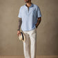 Fashion Cotton Linen Half Button Shirt