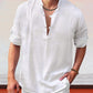 Linen Henry Long-sleeved Beach Shirt