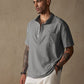 Fashion Cotton Linen Half Button Shirt