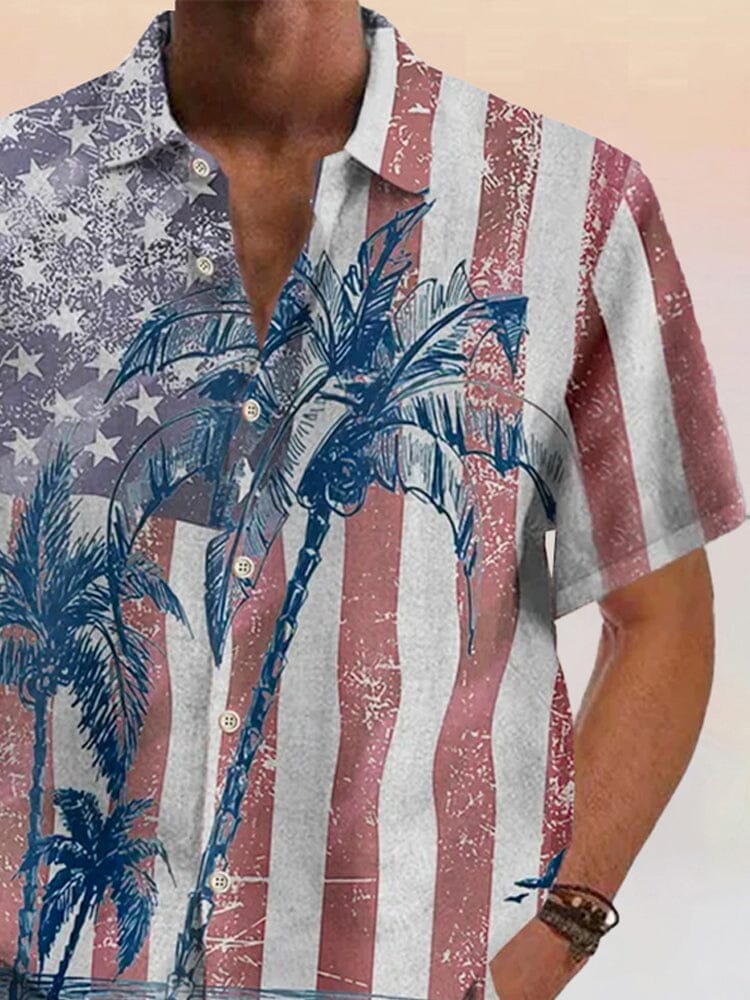 Hawaiian Graphic Cotton Linen Shirt