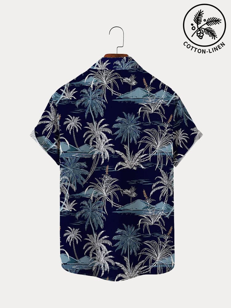 Hawaiian Style Printed Cotton Linen Shirt