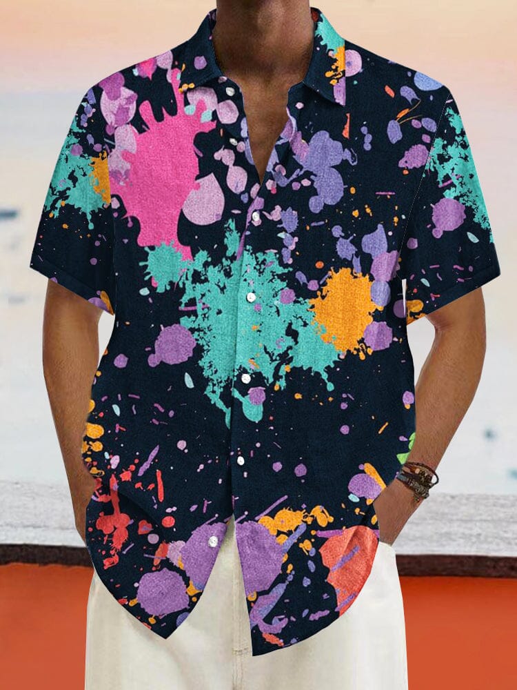 Graffiti Painted Cotton Linen Shirt