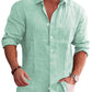 Classic Casual Button Down Cotton Linen Shirt (Us Only)