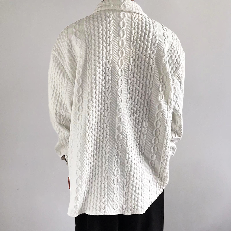 LUCIANNO TWIST KNIT COLLARED SHIRT