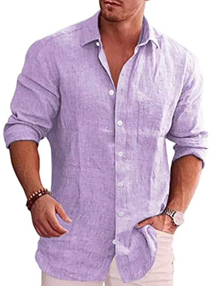 Classic Casual Button Down Cotton Linen Shirt (Us Only)