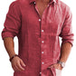 Classic Casual Button Down Cotton Linen Shirt (Us Only)