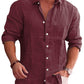 Classic Casual Button Down Cotton Linen Shirt (Us Only)