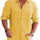 Classic Casual Button Down Cotton Linen Shirt (Us Only)